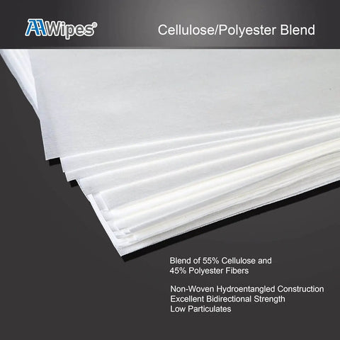 Sterile Cleanroom Nonwoven Wipes 6x6 Inches, Bag Of 300 Pcs For Lab Use, Hydro Entangled Fifty Five Percent Cellulose Forty Five Percent Polyester Blend