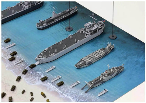 Epic Normandy D-Day Landing Diorama Base for 1/700 WWII Ships and Landing Craft, Scenic Paper Base 290 x 185 mm, 2-Piece