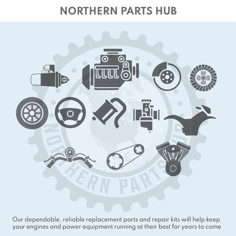 Northern Parts Hub graphic with engine, gear, and chain icons promoting reliable replacement parts and repair kits for engines.