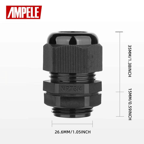 20 Pack Three Quarter Inch NPT Cable Glands Waterproof Adjustable Nylon Glands With Gaskets 13-18mm 0.51-0.71 Inches