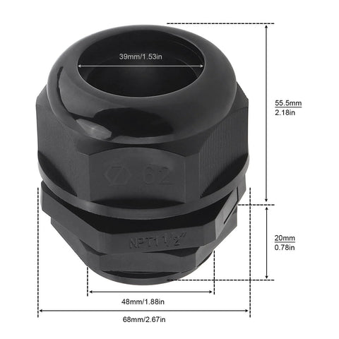Waterproof One And A Half Inch NPT Cable Gland With Adjustable Nylon PA66C Body And EPDM Gasket