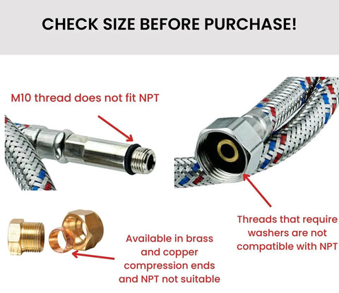 Brass Hex Nipple 1/4 Inch NPT x 1/4 Inch NPT Male Pipe Adapter Set for Connecting NPT Female Pipes, compatibility warning