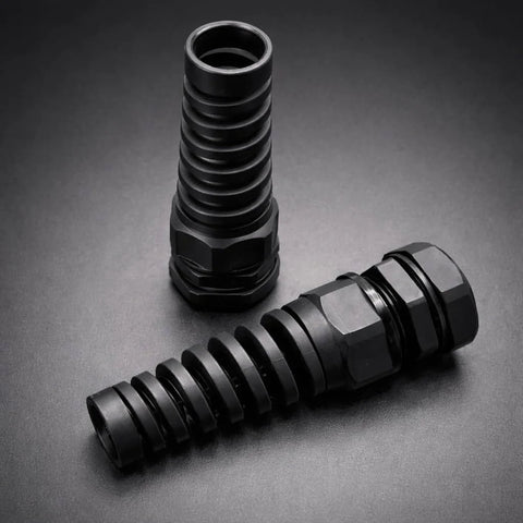 Half Inch NPT Flexible Cable Gland With Spiral Pigtail Cord Grip Strain Relief Two Pack for Easy Through Plate Cable Protection