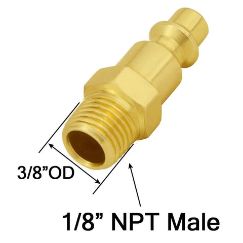Four Pack 1/8 Inch NPT Male Air Hose Quick Connect Fittings No Fuss Industrial Metal Plugs Corrosion Resistant 300 PSI Max
