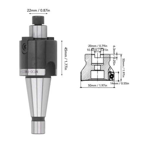 Indexable End Mill Holder NT30 FMB22 45 Milling Cutter Holder With 400R 50 22 4T 10pcs APMT1604 Inserts product dimensions
