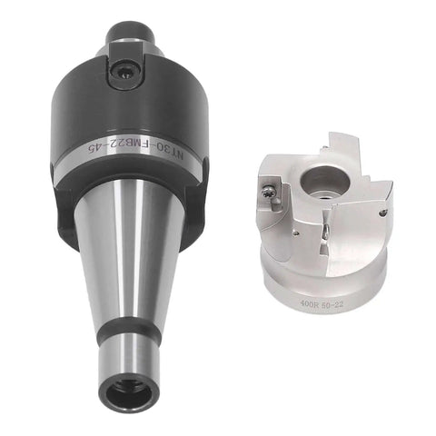Indexable End Mill Holder NT30 FMB22 45 Milling Cutter Holder with 400R 50 22 4T 10pcs APMT1604 Inserts shown front view