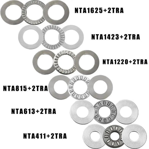 Four Pack Thrust Needle Roller Bearing Set NTA1625 With Two TRA1625 Washers and variations of sizes.
