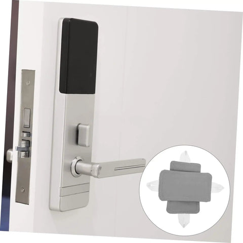Nursery Door Closer Cushion 2 Pack Silent Door Silencers For Noise Reduction And Safety installed on a modern door handle.