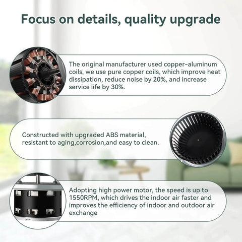 Upgrade QT-110N-B QT-80N-B QT-90N-B QT-9093 QT-100L Bathroom Fan Motor & Blower Wheel Replacement features and materials