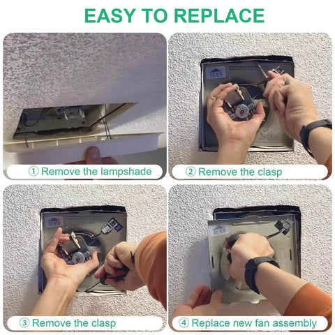 Step-by-step instructions for replacing a Nutone 9x9 fan motor in bathroom exhaust, compatible with Nutone 8814R 8673RP Unit 110CFM Fan, 3.5 Sones.