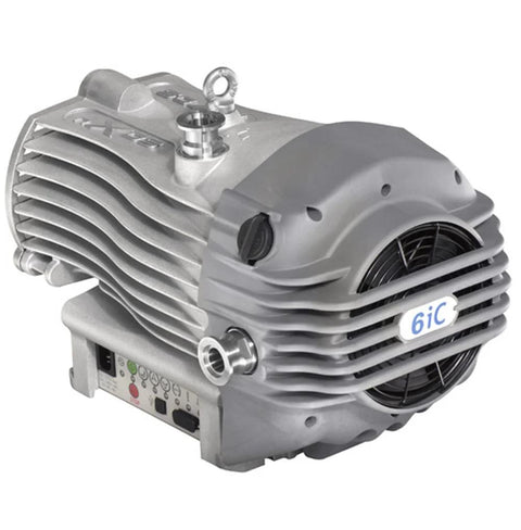 Edwards nXDS dry scroll vacuum pump, silver aluminum housing with cooling fins.