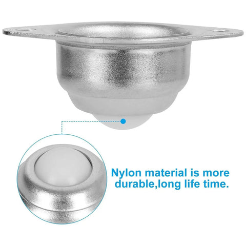 Close-up of 16 Pack 5/8 Inch Nylon Ball Transfer Bearing Units with 360 Degree Rotation, showcasing stainless steel housing.