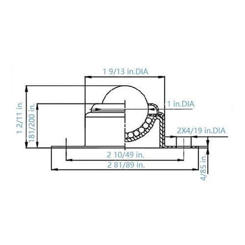 Technical drawing of 10 Pcs 1/3 Inch Mini Nylon Ball Transfer Bearings White Roller Ball Units dimensions for tables and conveyors