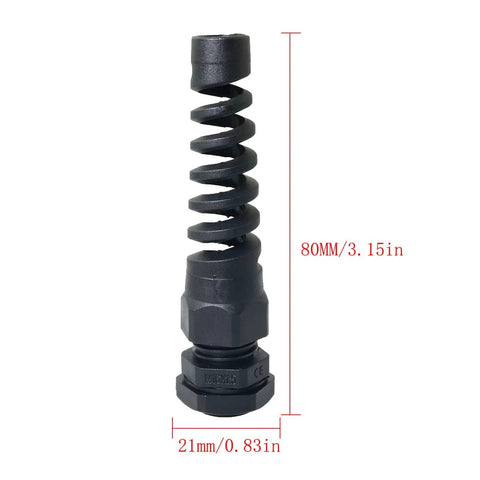 Heavy Duty Waterproof Nylon Cable Gland 16mm Thread Five Eighth Inch IP68 Connector With Strain Relief And Adjustable Locknut