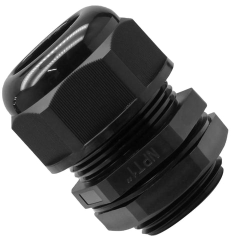 2 Pack Nylon Cable Glands 1 Inch NPT Black, Strain Relief Wire Connectors For 18-25mm Cables, IP68 Waterproof Junction Box Protectors