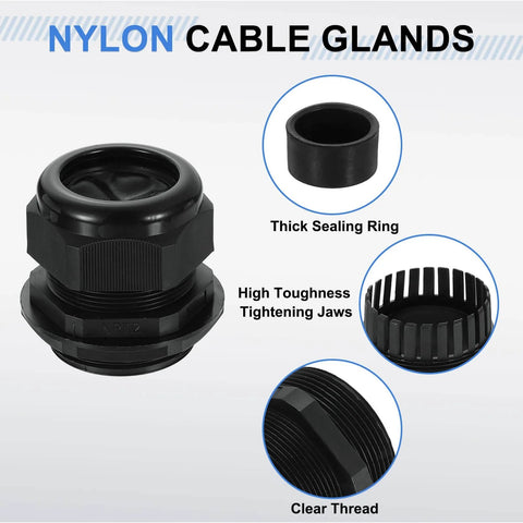 2-Inch Nylon Cable Gland Waterproof Cord Grip Connector For Junction Box Adjustable 37–44mm Wire Grommet Protectors
