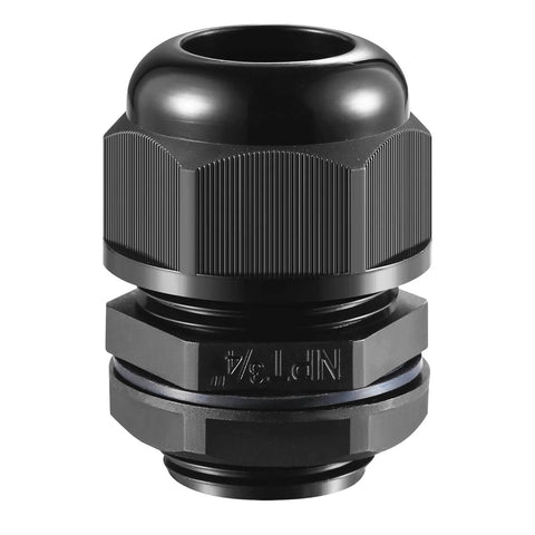 25 Pack Nylon Cable Gland Joints With Gaskets Three Quarter Inch NPT Waterproof IP68 Strain Relief Cord Grip Fittings