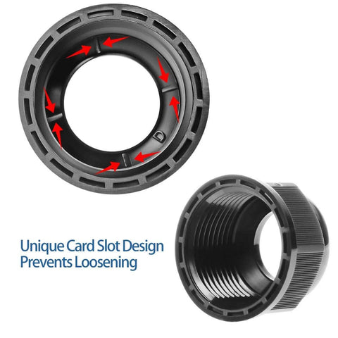 Ten Pack Half Inch IP68 Waterproof Nylon Cord Grips NPT Cable Glands Strain Relief showing unique card slot design in black.