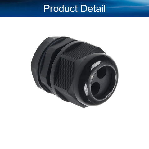 M25 Cable Gland 2 Hole Nylon Waterproof IP68 Adjustable Locknut For 4 To 8 Mm Wire Diameter Bayonet Entry Dustproof Sealing Connector