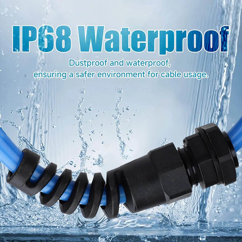 Durable Nylon Cable Gland Half Inch Diameter Wire Waterproof Strain Relief With Tight Clamp And O Ring Seal IP68 NPT Half Inch