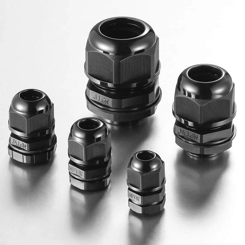 25 Pack Nylon Cable Gland Joints With Gaskets Three Quarter Inch NPT Waterproof IP68 Strain Relief Cord Grip Fittings in various sizes