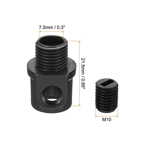 8mm Flex Cord Grip 20 Pack Nylon Cable Stop Gland Connector with Strain Screws, black, M10 thread, side view with dimensions