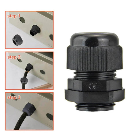 10 Pack Nylon Cable Glands Waterproof M20 X 1.5, 6-12 Mm Range Black Gland Connector installation steps