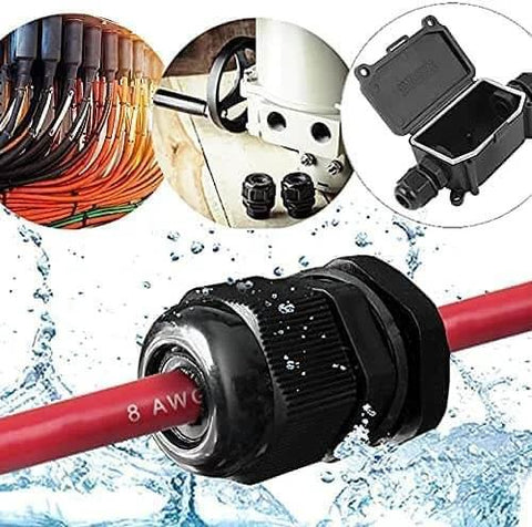 M25 Cable Gland 2 Hole Nylon Waterproof IP68 Adjustable Locknut for 4 to 8 mm Wire Diameter under water with connectors