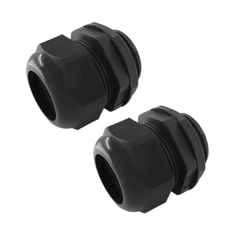 Two Pack Nylon Cable Glands One And A Quarter Inch NPT Waterproof Cord Grips For Electrical Installations With Pro Grade Strain Relief And Durable Black Gland Connectors For Indoor And Outdoor Use