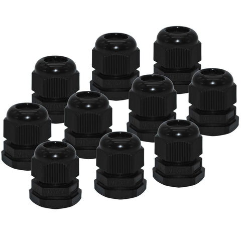 10 Pack Nylon Cable Glands Waterproof M20 X 1.5, 6-12 Mm Range Black Gland Connector For Home Garden And Outdoor Lighting