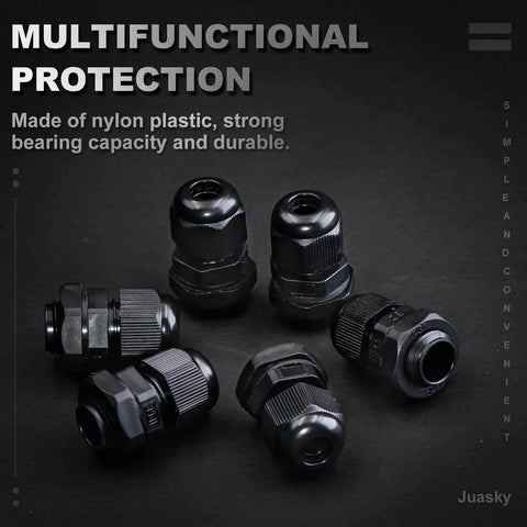 25 Pack Nylon Plastic Cable Glands Waterproof Adjustable PG7 7/64 To 1/4 Inch 3mm To 6.5mm Sealed Wire Joint Protectors