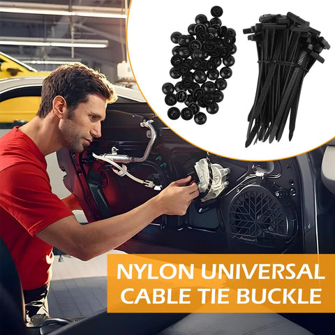 Premium Nylon Universal Cable Tie Buckle Kit With Clear Storage Box For Car Fender Engine Cover Mudguard Bumper Fasteners