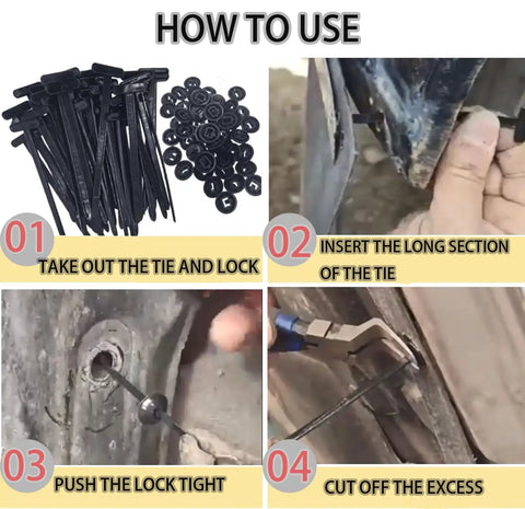 Installation steps for 100 Pcs Multifunctional Nylon Universal Cable Ties With Pin Buckle Design UV Resistant Fasteners