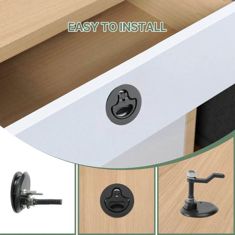 Heavy duty nylon reinforced cam latch with back plate, 4 pack marine hatch hardware installed view; easy to install, includes screws.