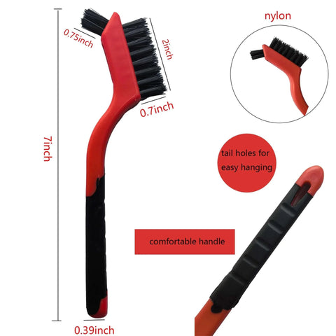 6-Pack Nylon Cleaning Brushes - Non-Scratch Nylon Bristles for Delicate Surfaces & Daily Cleaning | Ergonomic Grip with Mini Head & Hanging Hole, side view with size dimensions
