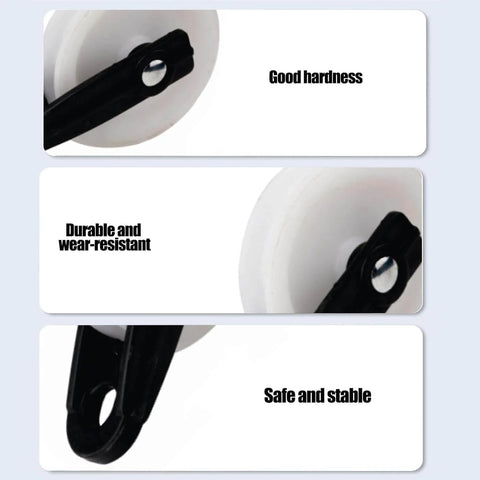 Close-up image of Nylon Clothesline Pulley 2 inch Diameter Nylon Pulley Outdoor Puller Rope Wire Rope Pulley Clothes Line Pulley Kit.