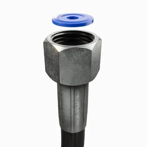 Self Forming Nylon CO2 Regulator Washers For CGA-320 Fittings, 15 Pack, shown with washer and fitting.