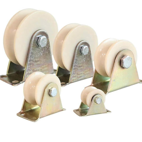 Pulley, Pulley Wheel, Directional Sheave, Track Wheel for Round Tube, Double Bearing for Industrial Machines, set of nylon wheels