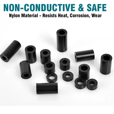 355 Piece Nylon Electrical Outlet Spacer Kit For Switch And Receptacle Screws Non Threaded Round Plastic Spacers visible in various sizes