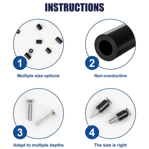 Illustration of 345 Pcs Black Nylon Electrical Outlet Spacers Kit Non Threaded Round Plastic Spacers For Switch And Receptacle Screws