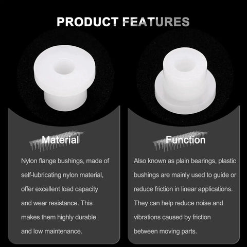 Flanged Nylon Sleeve Bearings Pack Of 60 Self Lubricating Bushings 2mm Bore 4.4mm Outer Diameter 4.1mm Length 6.2mm Flange White