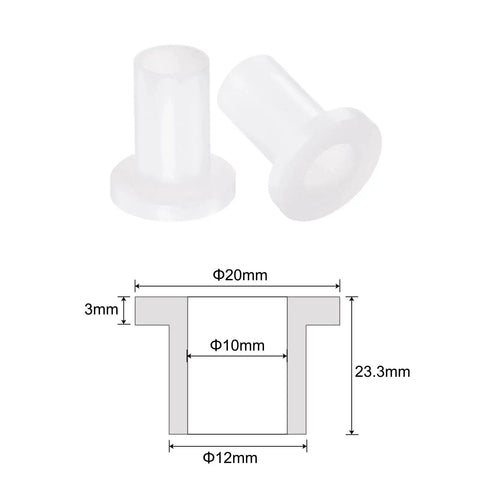 4 Piece Pack Flanged Sleeve Bearings Nylon Bushings White Self Lubricating With High Load Capacity And Wear Resistance 10mm Bore 12mm OD
