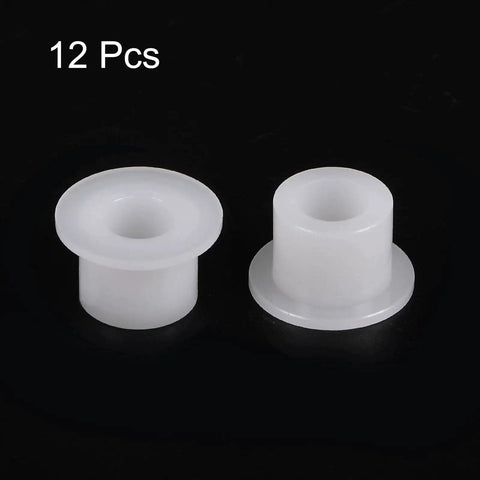 12 Pack Nylon Flanged Sleeve Bearings 6.1mm Bore By 9.9mm OD By 8.3mm Length White Self-Lubricating Bushings