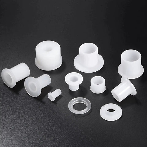 Flanged Sleeve Bearings 10mm Bore Nylon Bushings For Shaft 12mm Outside Diameter 14mm Length Pack Of 10 White Nylon Bearings
