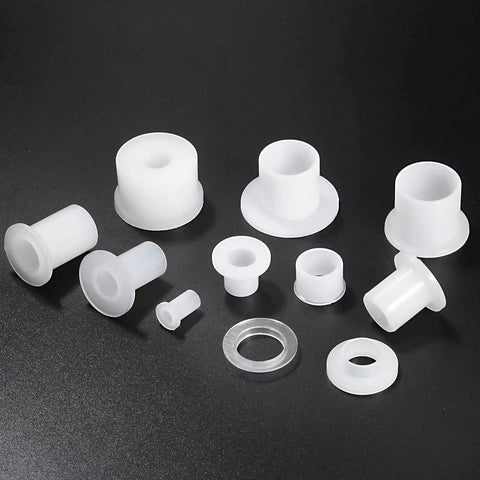 Assorted white Flanged Sleeve Bearings Set Of 10 DIY Friendly Nylon Bushings For Shaft 6mm Bore 8mm OD 8.1mm Length No Oil Needed