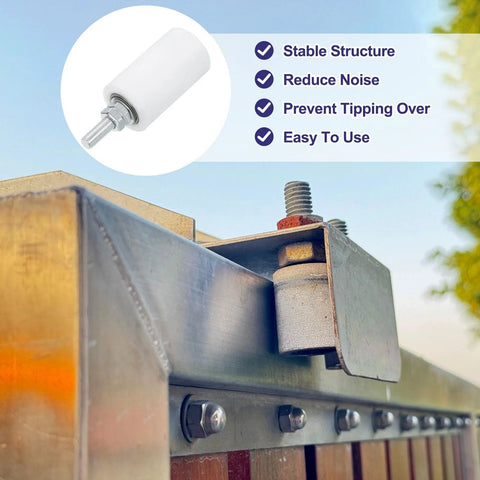 4 Pack Slide Gate Guide Rollers Nylon Pulley Wheels 40x70 Mm Gate Support Assembly installed on gate corner