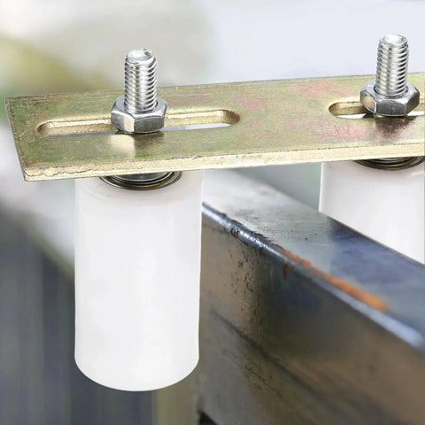 2 Pack Slide Gate Guide Rollers With L Shaped Brackets, 30mm Nylon Rollers, 80mm Long, For Gates Up To 3 9 16 Inch Wide