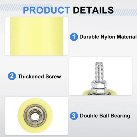 8 Piece Gate Slide Guide Roller Set With 40mm Nylon Rollers And 70mm Length Per Wheel 110mm Overall Assembly Steel Inner Bearing Sealed Ball Bearing Universal Gate Guider For Sliding Doors Yellow