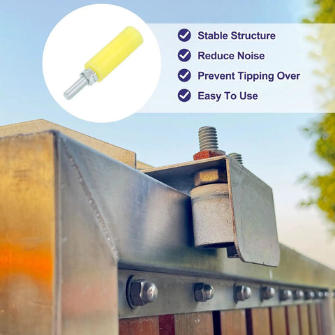 Installed 4 Pack Slide Gate Guide Rollers With Nylon Wheels, 3 Inch Gate Support Assembly shown on metal sliding gate