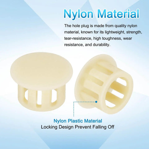 Pro Grade Nylon Hole Plug Set 190 Piece Round Plastic Plugs in 9 Sizes Beige End Caps for drilling in wood metal plastic